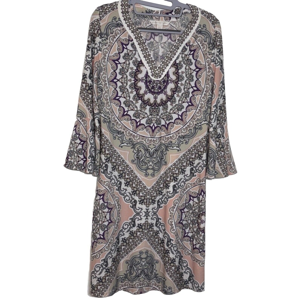 EUC Boston Proper Dress Bell Sleeve Maxi Bohemian Festival Womens Size 10‎